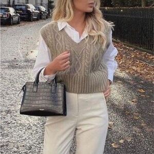 Cable Knit Cream Sweater Vest